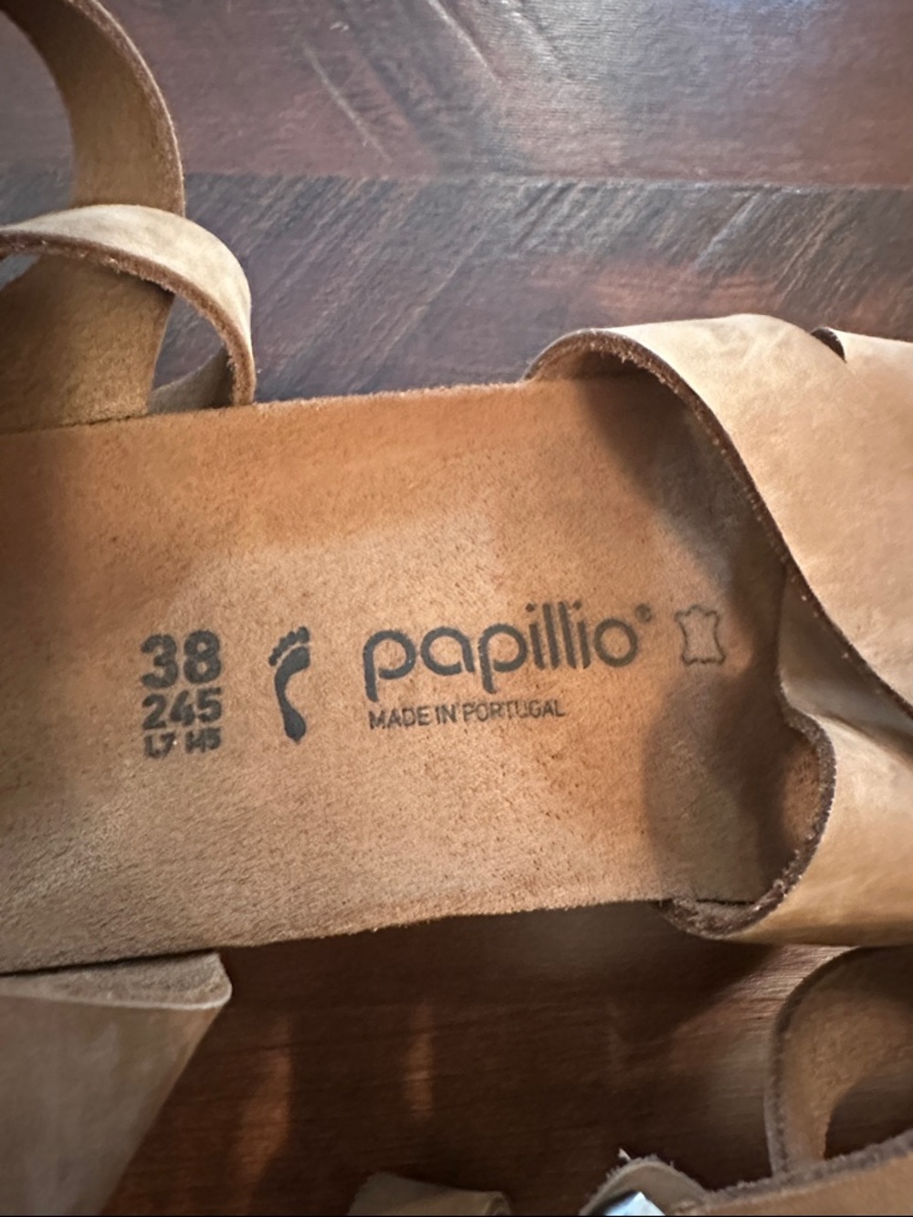 Papillio Tan Suede Crisscross Ankle Strap Sandals - Picture 7 of 8
